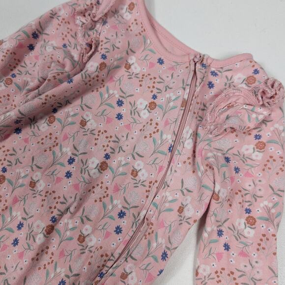 Marks & Spencer Sleeper Baby Girls Sz 9-12m Pink Floral Footie - Picture 3 of 6